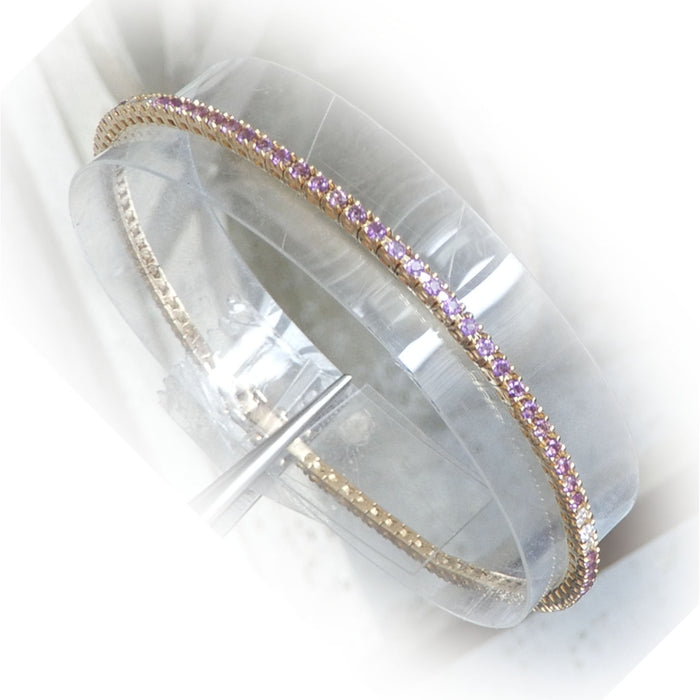 Tennisarmband, Saffier, Diamant, 18K Geelgoud