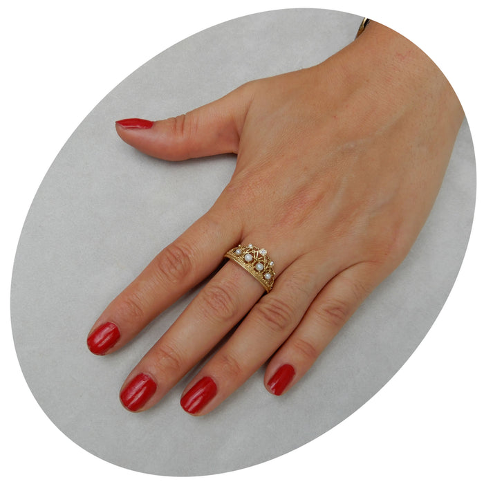 Kroonring, Parel, 18K Goud