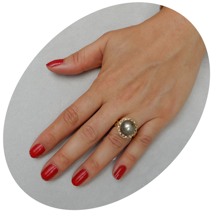 Ring, Tahiti Parel, Diamant, 18K