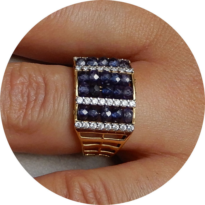 Ring, Saffier, Diamant, 18K, Vintage